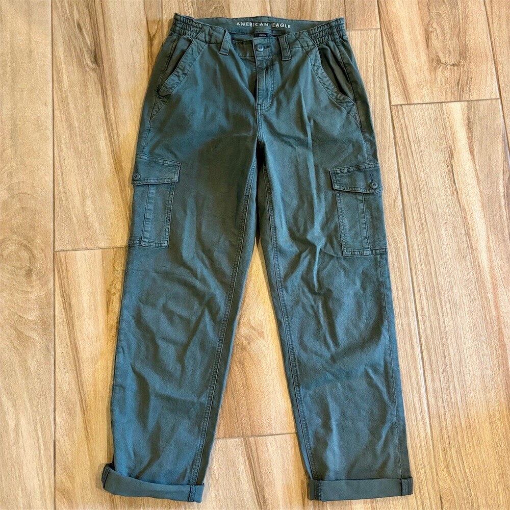 American Eagle Cargo Pants Womens Size 6 Olive Green Stretch Utility